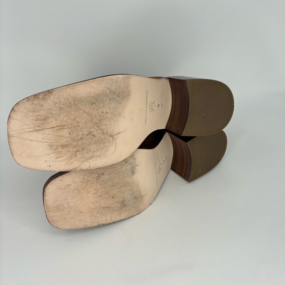 EUC Loeffler Randall Blakely Square Toe Mid Heel Boot in Cacao Tan Brown Suede 9 - Picture 8 of 12